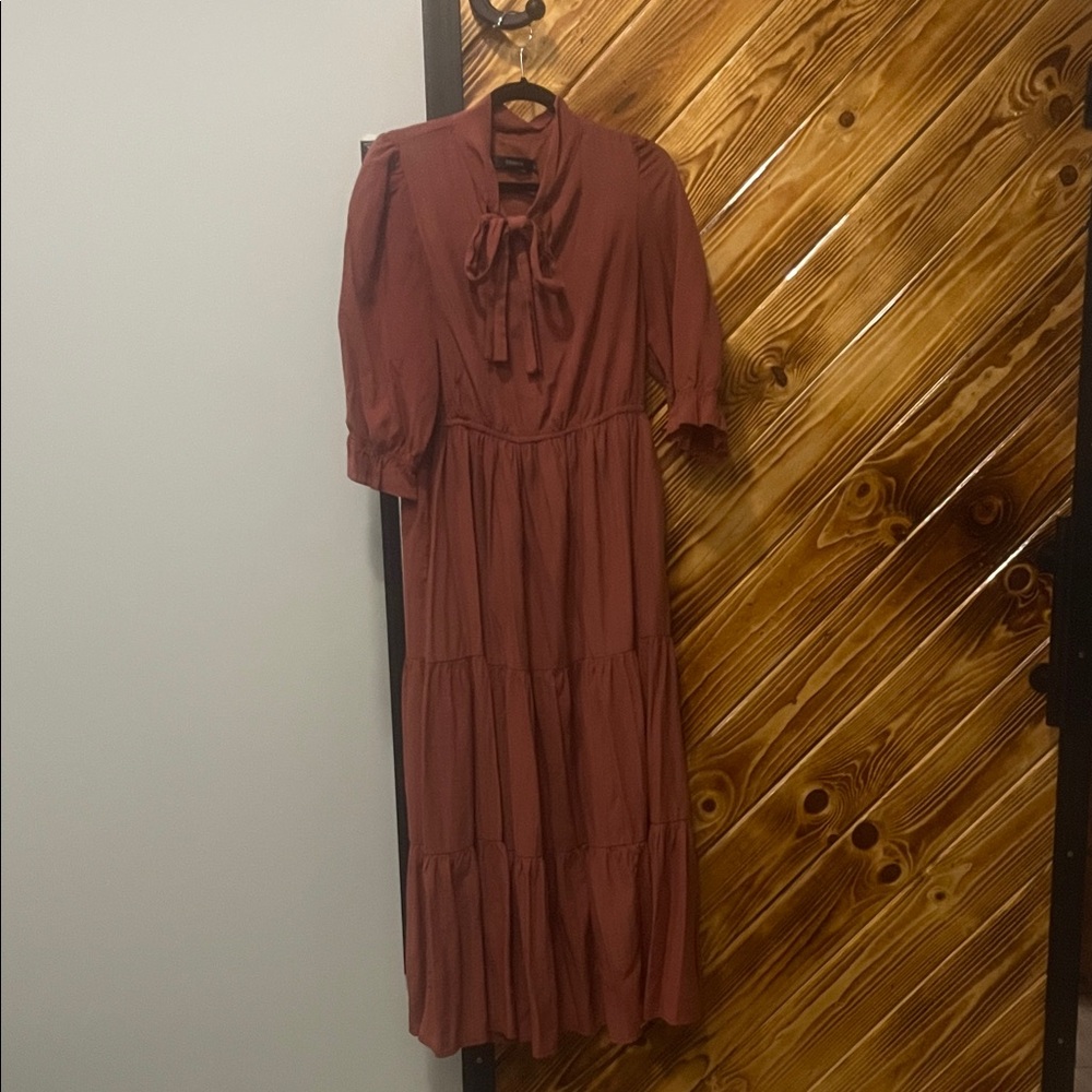 Chic Long Sleeve Burgundy Maxi Dress